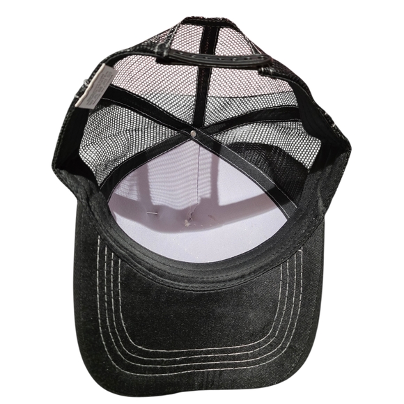 Upcycled Women's Black and White Trucker Hat With Mother Pin - Picture 7 of 11